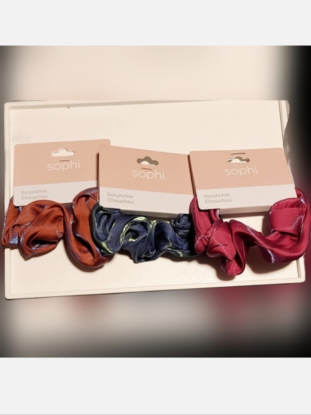 NWT 3× SOPHI IRIDESCENT HAIR SCRUNCHIES!
